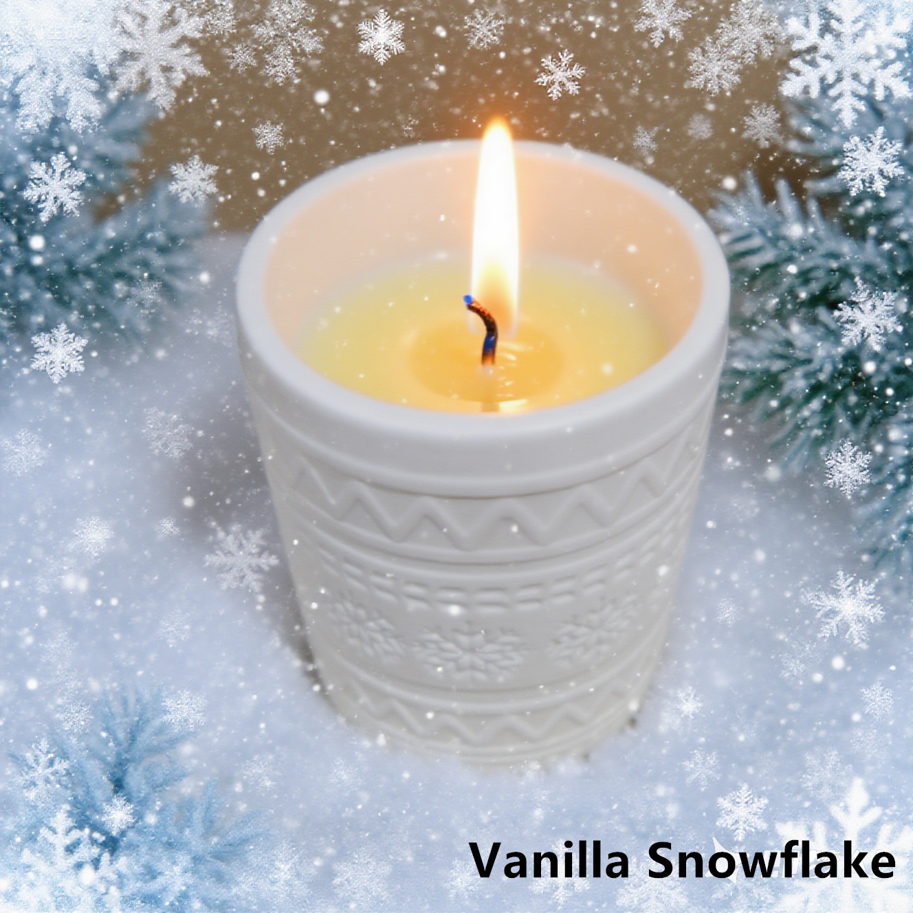 Snowflake Ceramic Candle